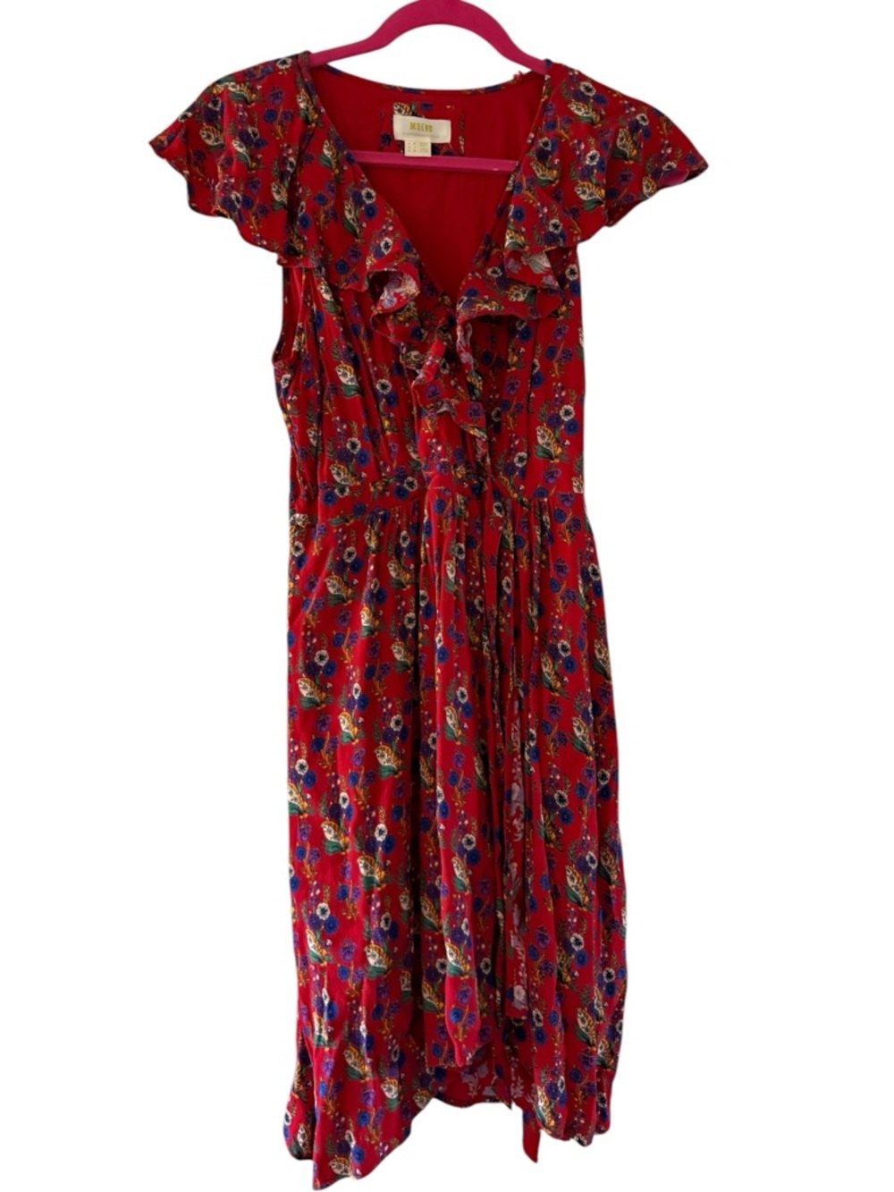 Anthropologie Maeve Red Floral Dress